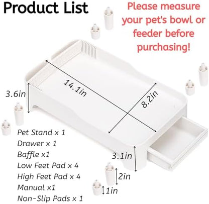 YOUEON Raised Pet Feeder Stand for Cats and Dogs Neck Health, Adjustable Height Elevated Shelf Suitable for 90% Automatic Pet Feeder & Water Dispenser, with Drawer to Stock Pet Snacks, Canned Food - Image 2