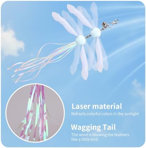 PAZ'S GIFT Cat Wand Toys, Rotating Feather 2 piece Catnip wzggle Sounding Toy, Soft and Durable, Interactive cat Kick Toys for Indoor Play - Image 5