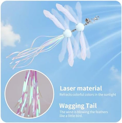 PAZ'S GIFT Cat Wand Toys, Rotating Feather 2 piece Catnip wzggle Sounding Toy, Soft and Durable, Interactive cat Kick Toys for Indoor Play - Image 5