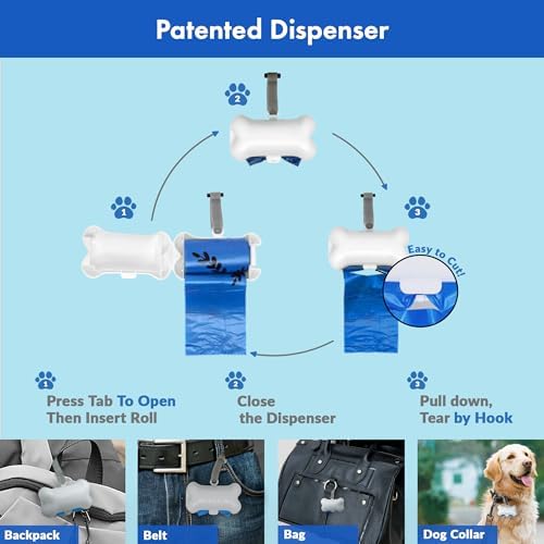 GORILLA SUPPLY 1000 Dog Poop Waste Bags with Dispenser and Leash Tie, 9" x 13", Blue, 1000 Count - Image 3