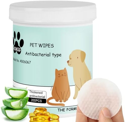 AOMIG Dog Eye Wipes for Discharge and Crust, Tear Stain Remover for Dogs, Gently Pet Wipes for Cats Eye Cleaner, Pet Wipers for Remove Eyes Debris Mucus Gunk, Puppy Ear Face Cleansing Pads 200ct by AOMIG