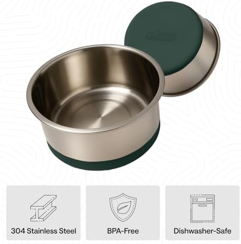 GORILLA GRIP Dog Bowls, Food Grade Stainless Steel, Set of 2, 8 Cup, Green - Image 6
