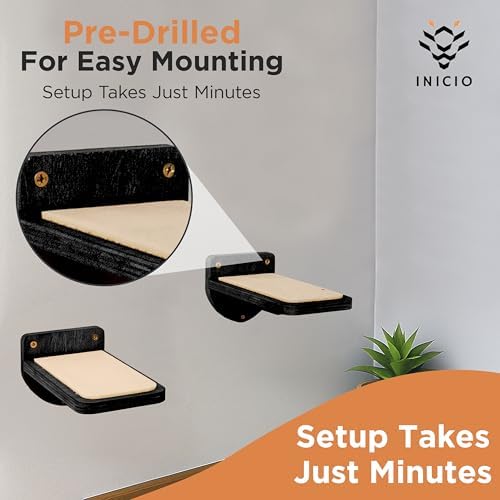 INICIO Cat Wall Steps, Set of 3, Black - Image 4