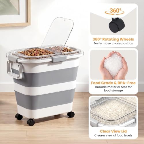 2 Pack 25 Lbs Dog Food Storage Container, Collapsible Rice Container - Image 3