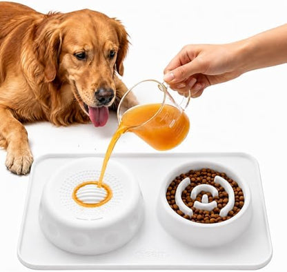 2 in 1 Silicone Slow Feeder Dog Bowl & Lick Bowl,Pet Feeding Bowl by koieam