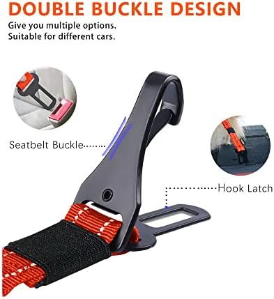 AUBELL Dog Seat Belt for Car,2 Pack Set 3-in-1 Dog Car Harness,Black+Orange - Image 3