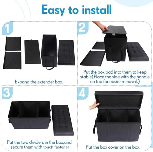 Car Back Seat Extender for Dogs up to 300lbs Car Seat Extender Back and Front Gap Filler with Storage Prevent Your Dogs from Falling Off(2 Pack) - Image 3