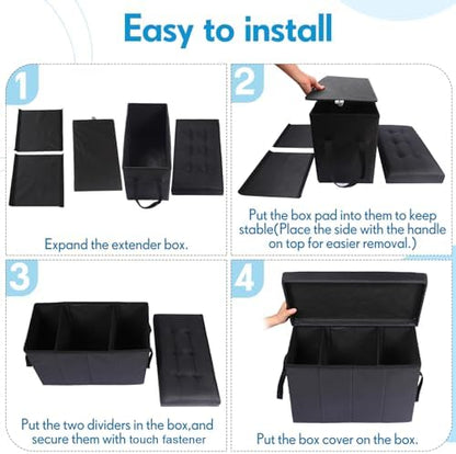 Car Back Seat Extender for Dogs up to 300lbs Car Seat Extender Back and Front Gap Filler with Storage Prevent Your Dogs from Falling Off(2 Pack) - Image 3