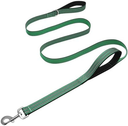Hikiko 6FT Dog Leash with 2 Padded Handles Reflective,Green by Hikiko
