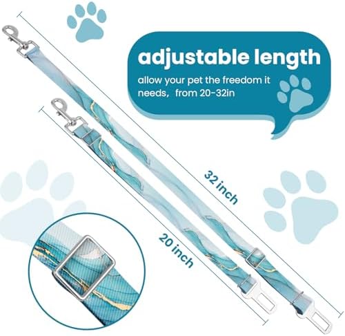 Adjustable pet cat and Dog car seat Belt，The Lanyard is Flexible and Adjustable from 20 to 33 inches(Blue Marble) - Image 2