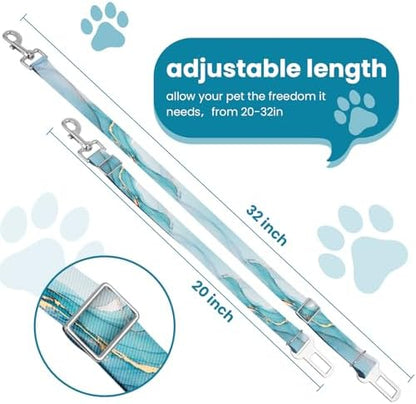 Adjustable pet cat and Dog car seat Belt，The Lanyard is Flexible and Adjustable from 20 to 33 inches(Blue Marble) - Image 2