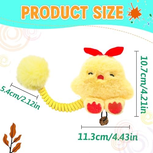 Andiker Catnip Toys, Cat Interactive Toys with Silvervine Fruit & Spring & Fuzzy Ball for Relaxing Playing, Plush Cat Teething Toys for Indoor Kitten for Cleaning Teething (Yellow Chick) - Image 2