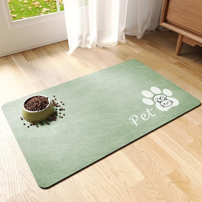 Dog Food Mat Cat Feeding Mat for Food and Water Bowls,17"x27",Sage Green by RUEYA