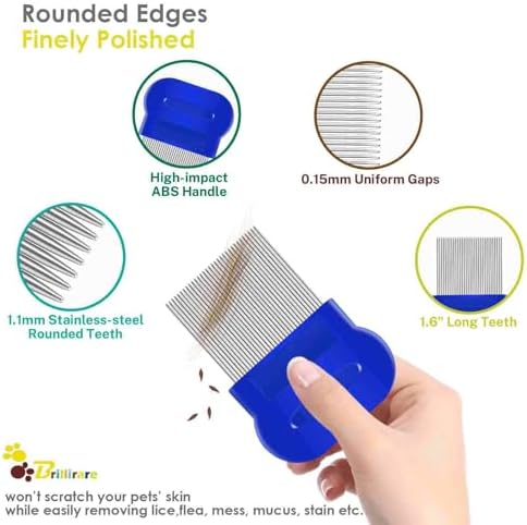 3 Pack Dog Grooming Comb, Flea Lice Pet Combs, Stainless Steel Cat Combs with Rounded Teeth, Professional Metal Tear Stain Remover, Dematting Tool for Small, Medium & Large Pets - Image 3