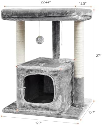 SYANDLVY 27IN Cat Tree for Indoor Cats Large Adult, Modern Activity Tower - Image 3