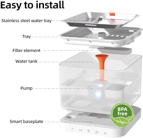 Wireless Cat Water Fountain,3L/101oz Cat Water Fountain for Cats Indoor,4000mAh Battery Operated Pet Water Fountain,Cat Fountain with Stainless Steel Tray,BPA-Free(P08F) - Image 2