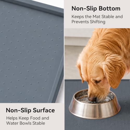 Extra Large Dog Food Mat, Food-Grade Silicone Mat, 24x16, Gray - Image 5