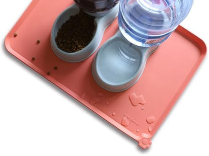 Hoki Found Large Silicone Pet Feeding Mats Tray - Non Slip Dog Cat Bowl Mats - Waterproof - Burnt Coral - Image 5