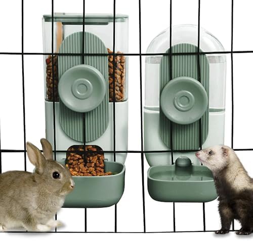 Lemtrflo Rabbit Feeder, Bunny Water Bottle Dispenser, Pet Cage Food Bowl by lemtrflo