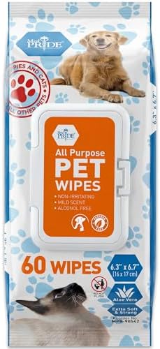 MED PRIDE Hypoallergenic Cat Wipes with Aloe Vera,Alcohol-Free,60 Count by MEDPRIDE