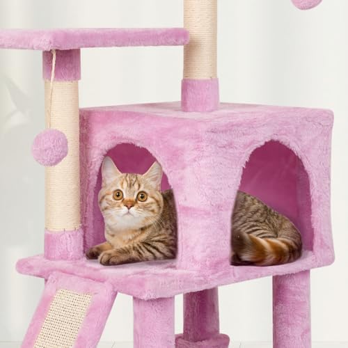 Cut Cat Tree Cat Tower Condo with Hammock Kittens Scratching Post Pink - Image 5