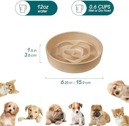 vancasso Ceramic Slow Feeder Dog Bowls, 0.6 Cup Puzzle Dish for Small Breed - Image 2