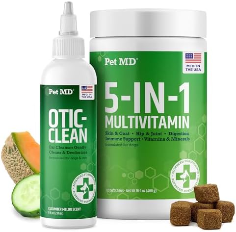 Pet MD Cucumber Melon Otic-Clean Ear Cleanser & 5-in-1 Multivitamin by PetMD