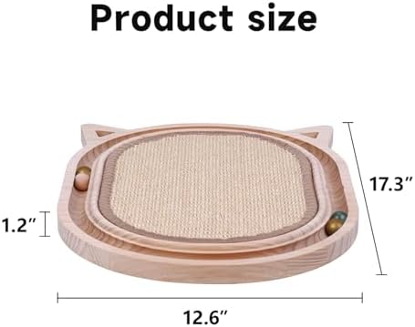 Cat Scratcher Sisal Scratching Pad Toy with Ball Track Wooden Interactive for Indoor Physical Exercise Kitty Medium Kitten Spring Chasing Hunting Mental Bored Adult Enrichment Toys Post - Image 6