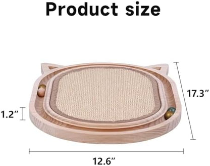 Cat Scratcher Sisal Scratching Pad Toy with Ball Track Wooden Interactive for Indoor Physical Exercise Kitty Medium Kitten Spring Chasing Hunting Mental Bored Adult Enrichment Toys Post - Image 6