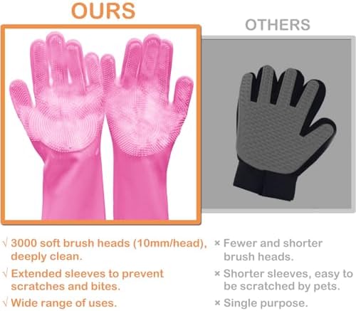 Silicone Pet Grooming Gloves Dog Washing Gloves for Bathing Massaging - Image 2