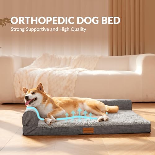 Patas Lague Orthopedic Large Dog Bed Washable Pet Sofa Bed 42''X28''Grey - Image 3