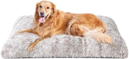 EHEYCIGA Fluffy Dog Crate Bed, Plush Extra Large Dog Pillow, Brown by EHEYCIGA