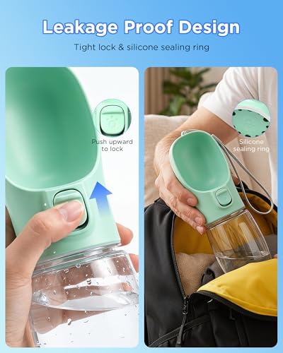 Portable Dog Water Bottle, Leak-Proof Pet Water Dispenser with Water-Saving Reflow, One-Hand Operation & Dishwasher Safe Travel Bottle for Walking, Hiking & Travel - Image 4