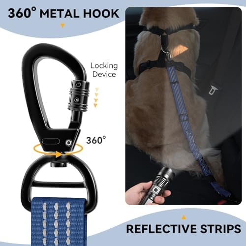 Pawaboo 2Pack Dog Car Seatbelt, 3-in-1 Dog Tether with Buckle & Hook Latch - Image 2