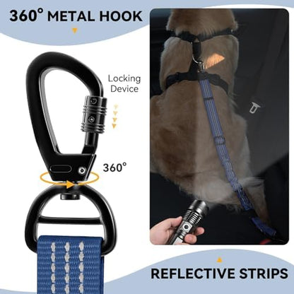 Pawaboo 2Pack Dog Car Seatbelt, 3-in-1 Dog Tether with Buckle & Hook Latch - Image 2