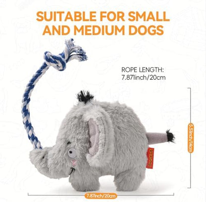 AUSCAT Plush Dog Rope Toy, Durable Squeaky Dog Toys for Puppy Small Medium Dogs (Not for Aggressive Chewers), Elephant - Image 2