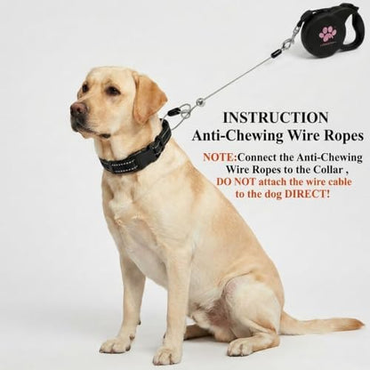 Chew Proof Retractable Dog Leash for Large Dogs, 16ft Heavy Duty Dog Lead with Anti-Chewing Steel Wire Rope, Tangle-Free 360° Swivel, One-Hand Brake & Lock, Black L - Image 2
