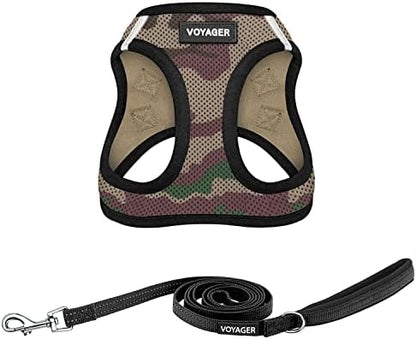 Best Pet Supplies Voyager Step-in Air All Weather Mesh Harness and Reflective Dog 5ft Leash Combo with Neoprene Handle, for Small, Medium and Large Breed Puppies - Army Base, X-Large by BestPetSuppliesLLC