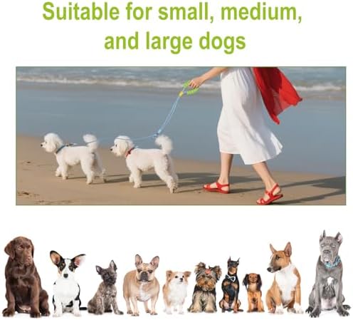Double Dog Leash for Two Dogs,Dual Hands Free Heavy Duty Dog Leashes,360 Swivel No Tangle Walking Leash,Soft Padded Handle,Adjustable Crossbody Waist Belt Rope for Small Medium Large Dogs,Blue - Image 6