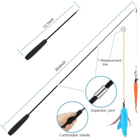 ZPH Cat Toys Interactive for Indoor Cats,2PCS Retractable Cat Wand,9PCS Teaser Toys&1PCS Hanging Door Lure Kitten Toy,Interactive Feather Toy for Teaser Play and Chase Exercise with Kitten - Image 5
