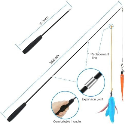 ZPH Cat Toys Interactive for Indoor Cats,2PCS Retractable Cat Wand,9PCS Teaser Toys&1PCS Hanging Door Lure Kitten Toy,Interactive Feather Toy for Teaser Play and Chase Exercise with Kitten - Image 5