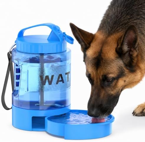 Portable Dog Water Bottle with Travel Bowl, 77 oz/2.2 L, Blue by PETDOTT