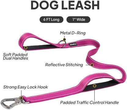 PetiFine 6FT Heavy Duty Dog Leash with Soft Padded Double Handle - Image 2