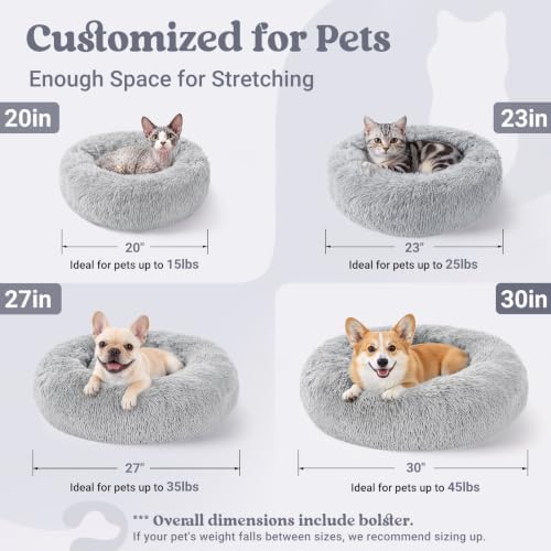 rabbitgoo Calming Cat Beds for Indoor Cats, 23 inches, Light Grey - Image 5