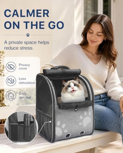 Cat Backpack Carrier with Comfort Handle, Ventilated Cat Backpack - Image 2