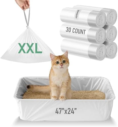 ZOMISIA Super Jumbo Litter Box Liner XXL - 30 Count 47" x 24" Litter Bags by Zomisia