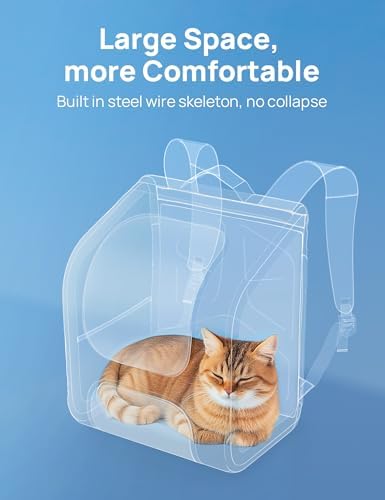 Pecute Cat Backpack Carrier,Large Space Cat Bubble Backpack,Ergonomic,Khaki - Image 2