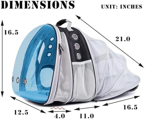 Dual Expandable Polarized Blue Cat Backpack Carrier, Fit up to 20 lbs, Expandable Space Capsule Polarized Bubble Pet Carrier for Large Cat and Small Dog, Pet Carrying Hiking Traveling Backpack - Image 2