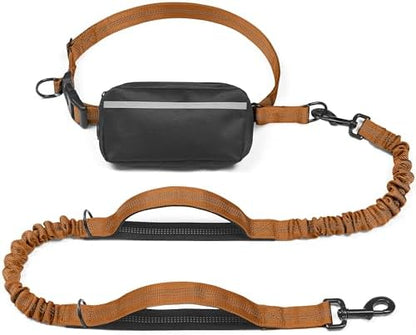 iYoShop Hands Free Dog Leash with Zipper Pouch, Large, 25-120 lbs, Brown by iYoShop