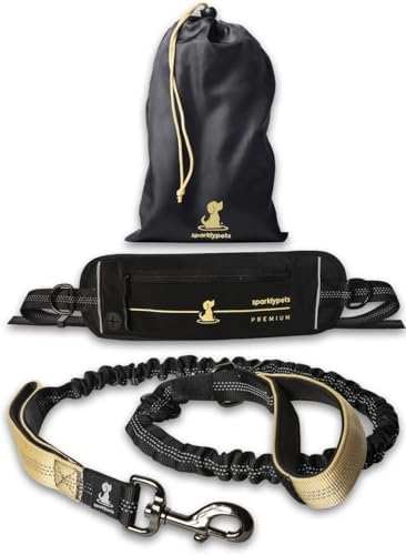 SparklyPets Hands Free Dog Leash, Medium & Large Breeds (Gold,1 Dog) by SparklyPets